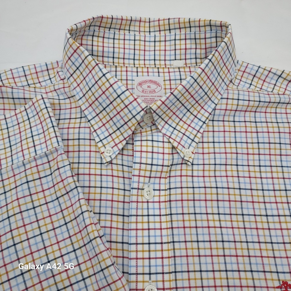 Brooks Brothers XL Non-Iron Supima Cotton Tattersall Check Button Down Shirt